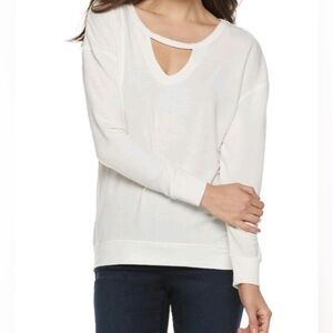 Juicy Couture Raglan Long Sleeve V-Neck Top With Choker Neckline Detail Size XXL